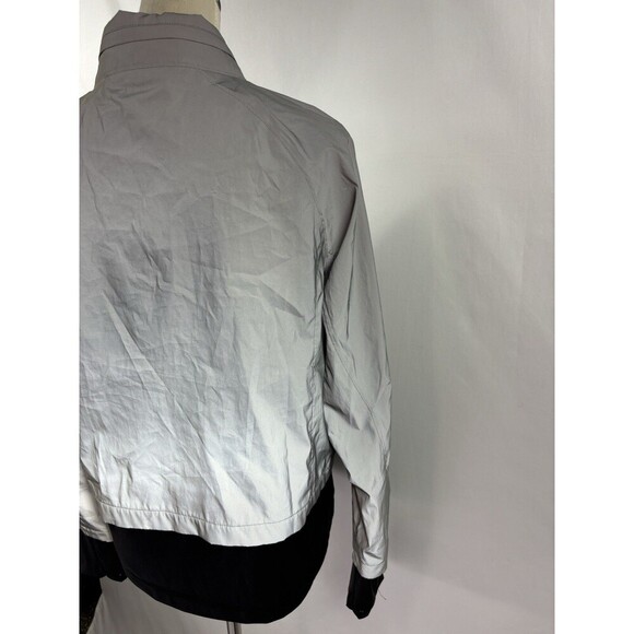 Calia Reflective Jacket Silver Black Medium Layered Look Zippered Hood - Picture 4 of 16
